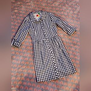 Modcloth Navy and White Gingham Shirt Dress Size Small